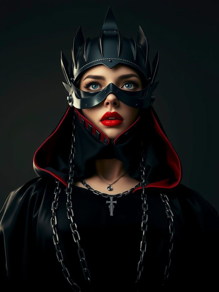 Mysterious Gothic Woman in Noir Hyperrealism