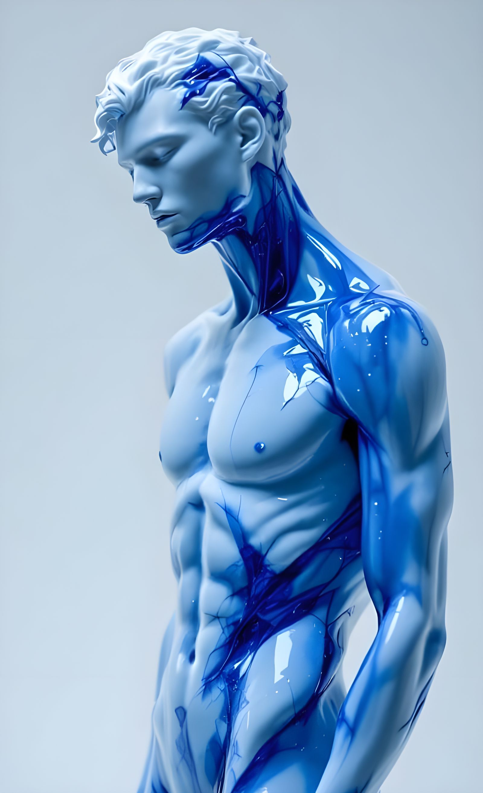 Male Form in Delft Blue Porcelain