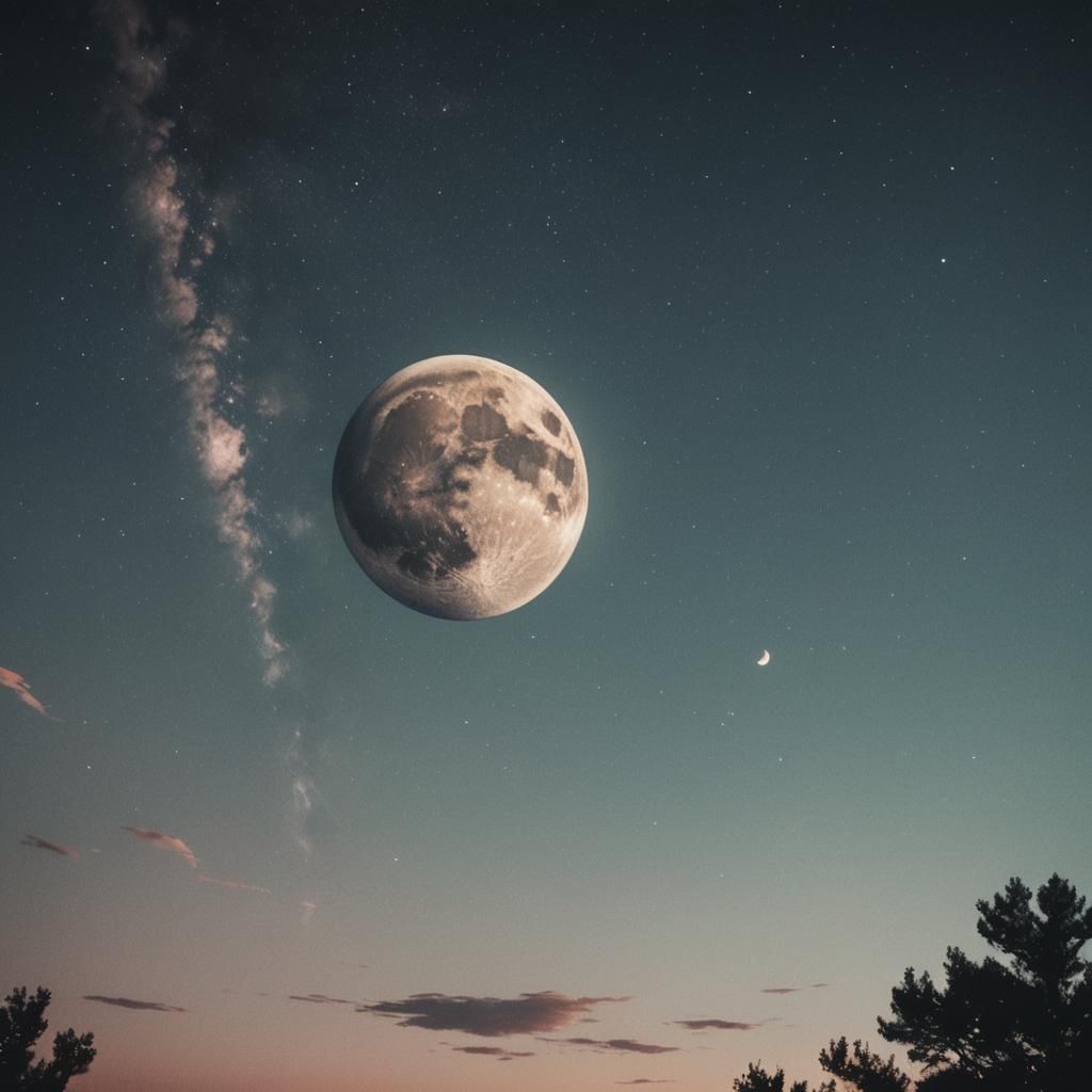 Cinematic Cosmic Moon with Film Grain Effect