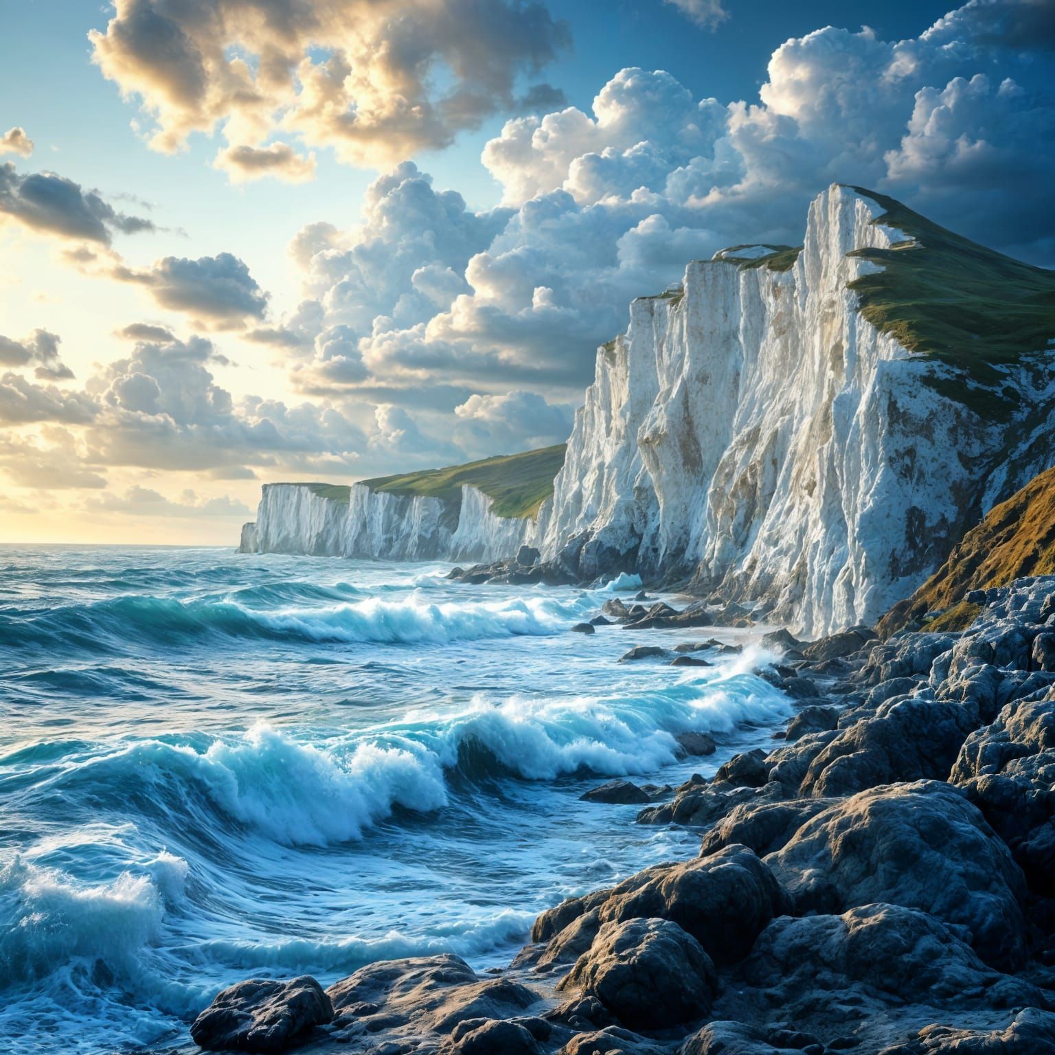 White Cliffs of Dover Under Sunny Sky