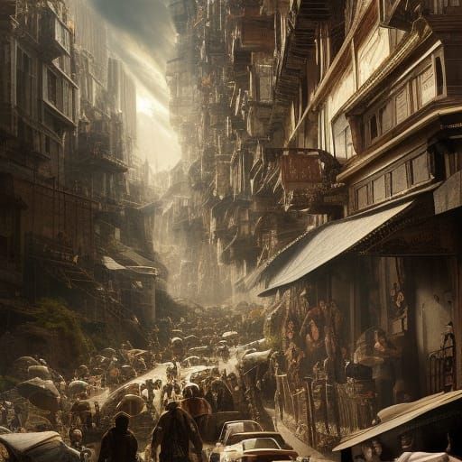 Crowded Scene: Detailed Digital Matte Painting