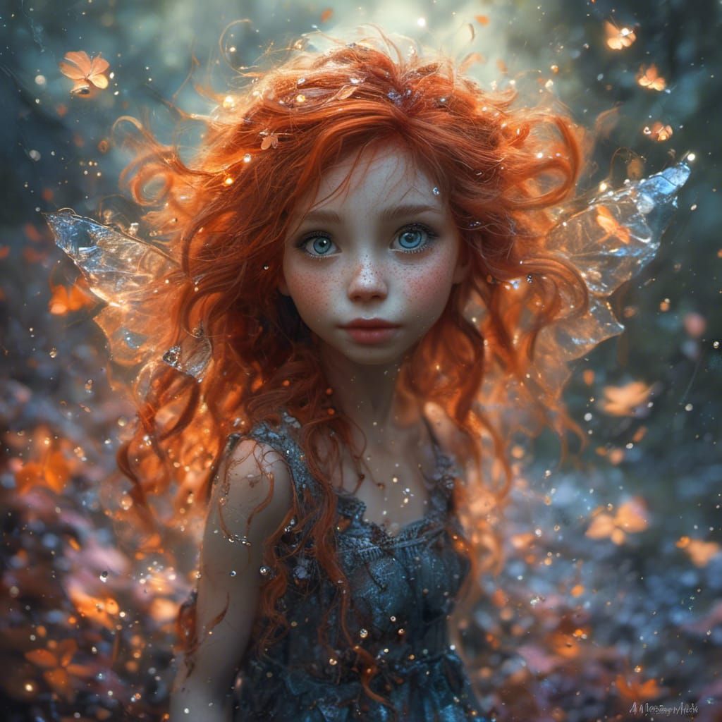 Fairy Girl in Crystal World, Fantasy Digital Painting