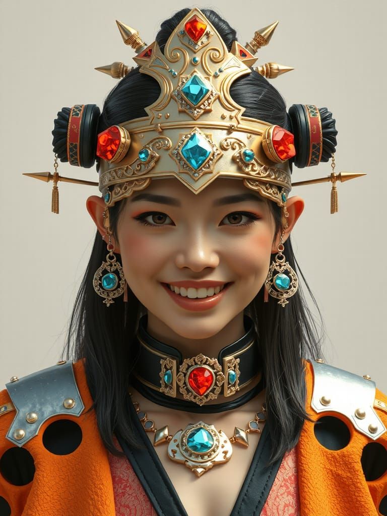 Solarpunk Han Dynasty Princess in Diamond Armor