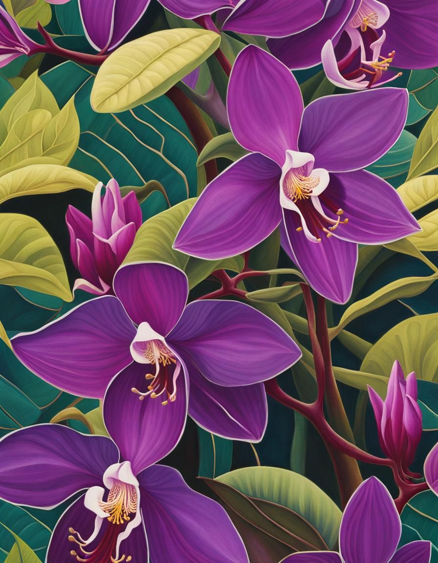 Bauhinia Purpurea: Extreme Close-Up Flower Collage in 8K