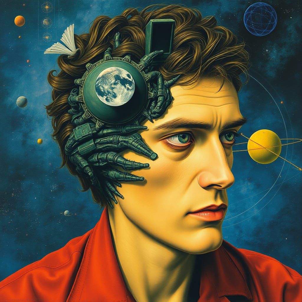 Surreal Cosmic Portrait in Automatism Style