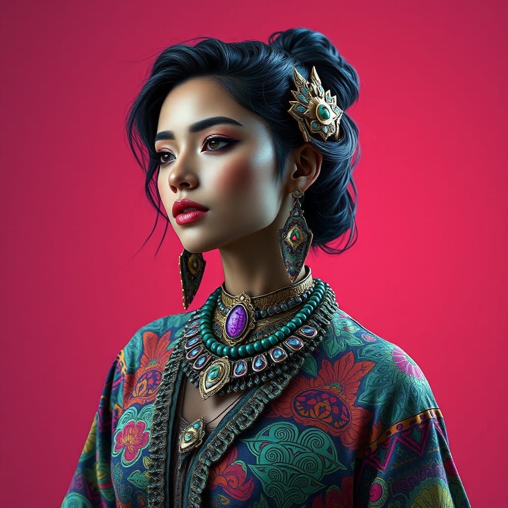 Beautiful Woman in Intricate Clothing, Hyperrealistic Matte ...