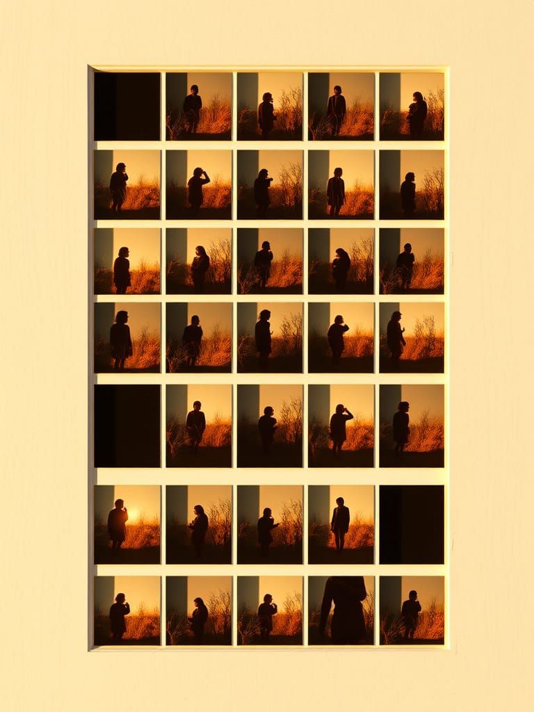 Surreal Golden Hour Grid in the Style of Precise Formalism