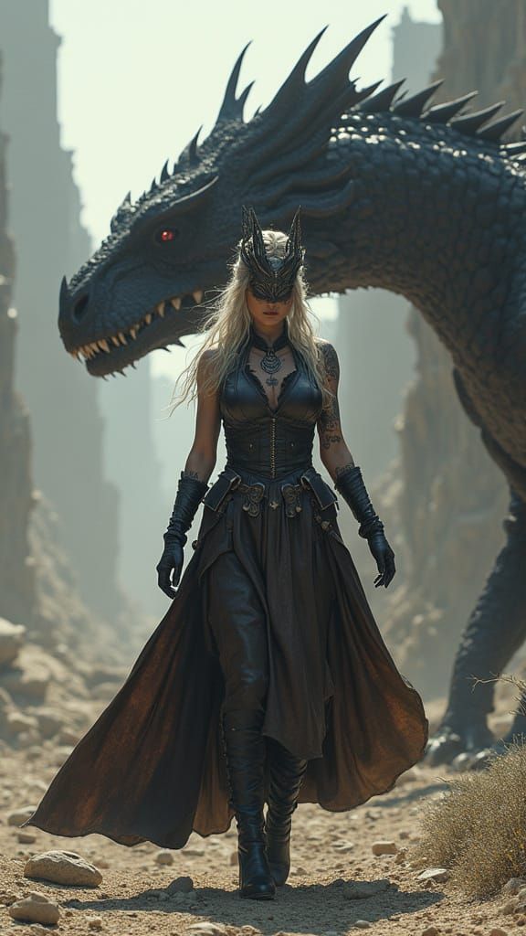 Regal Warrior in Cyberpunk Ruins