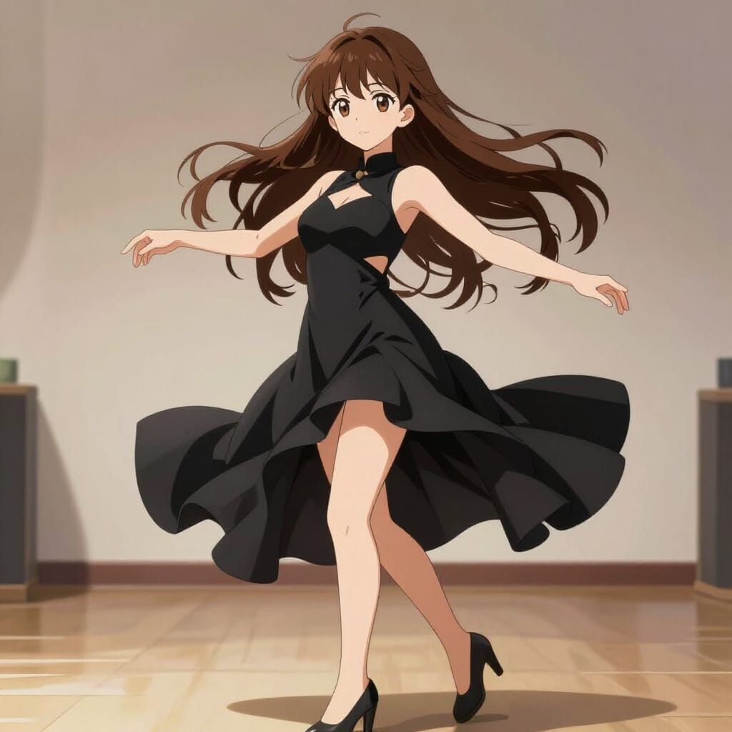 Elegant Anime Girl Dancing in Studio