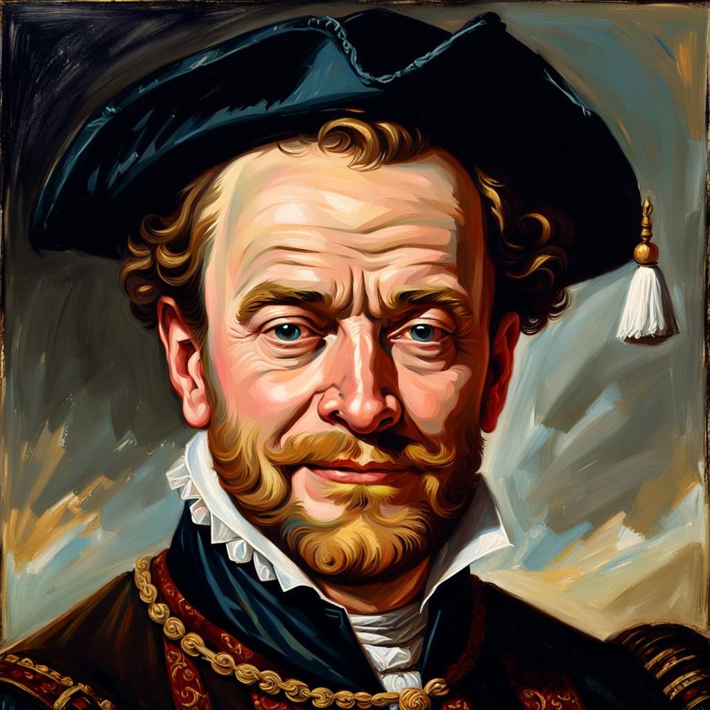 Elizabethan Nobleman Portrait in Oil Painting Style