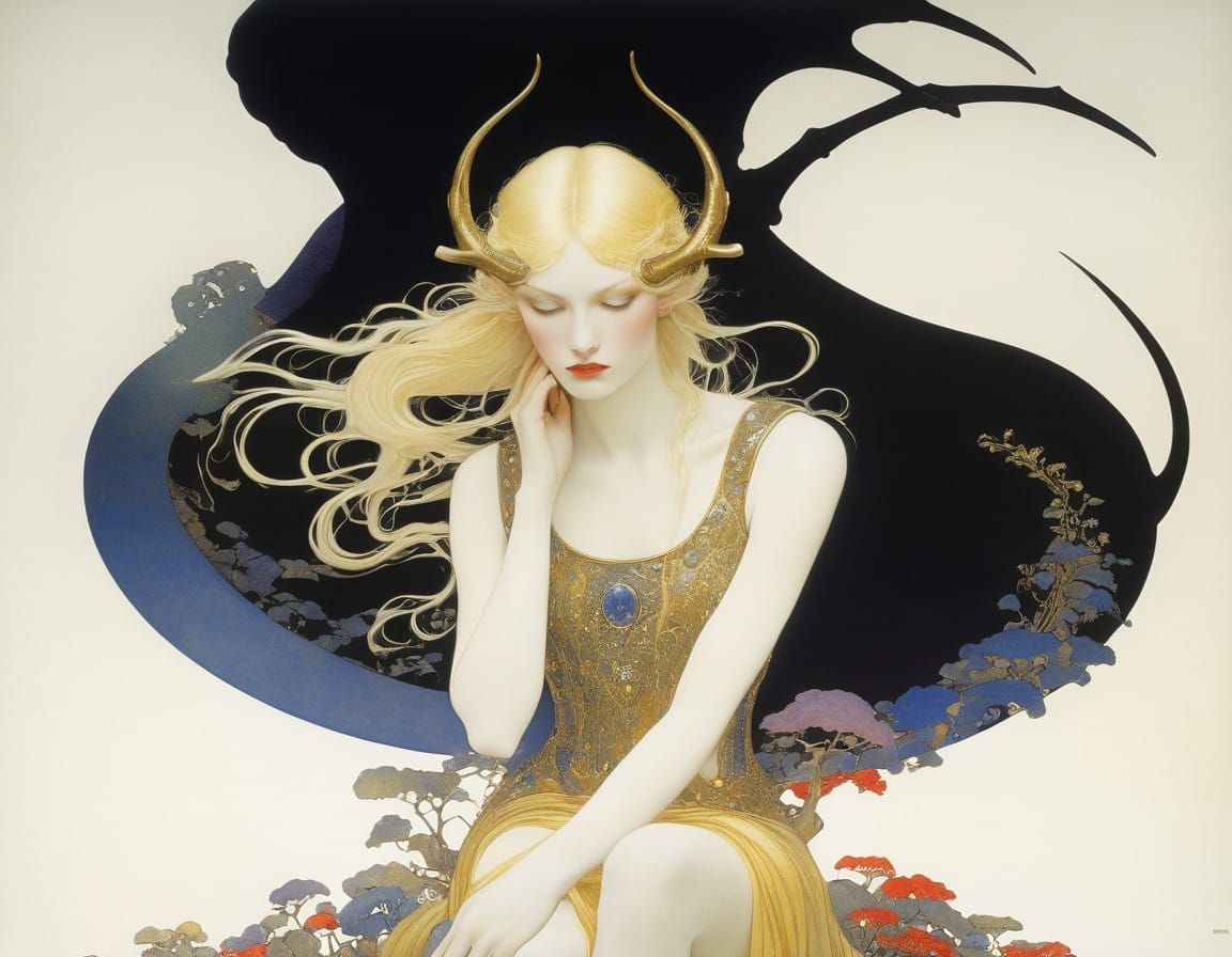 Ethereal Goddess in Sunset Alpine Meadow