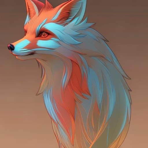 Colorful Fox Portrait in Hyperdetailed Splash Art