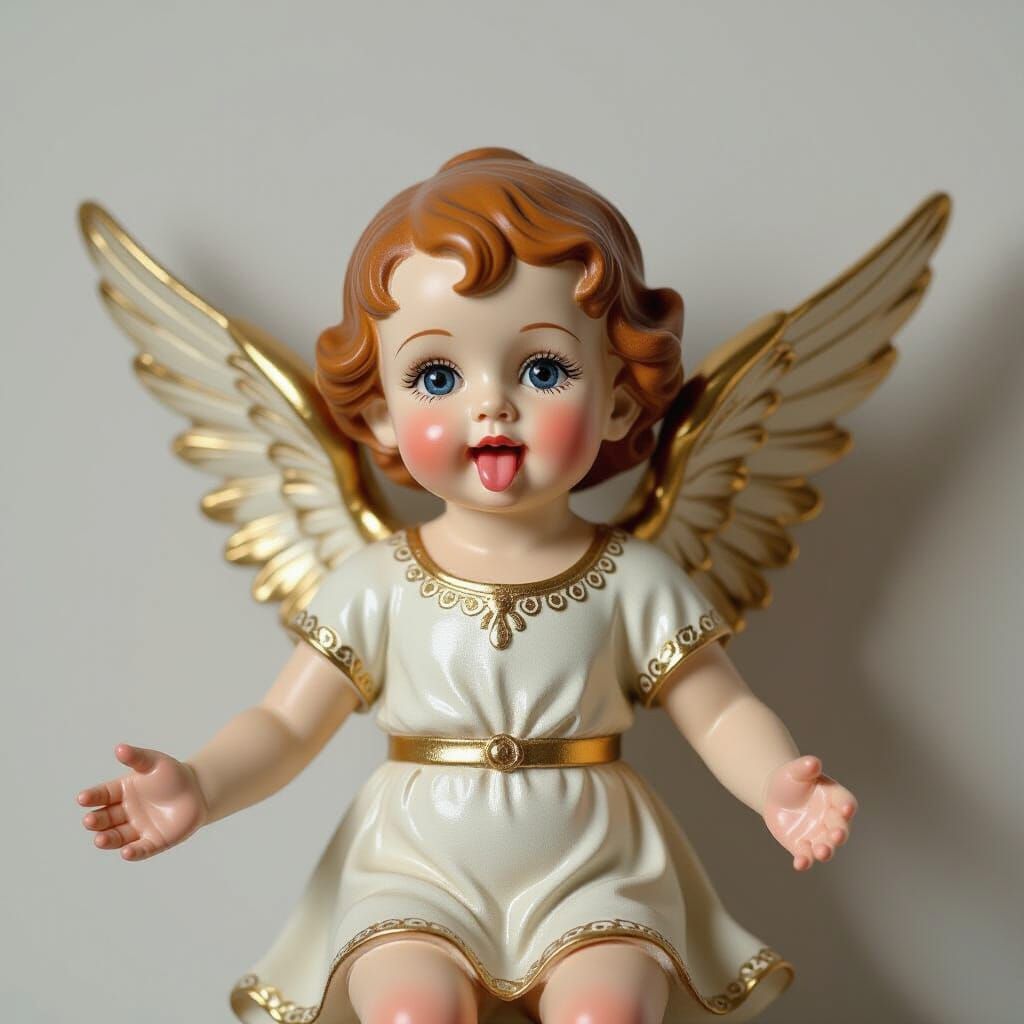 Playful Angel Sticking Out Tongue
