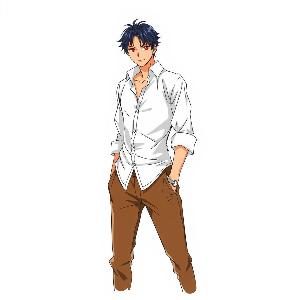 Manga Drawing of Man in White Shirt