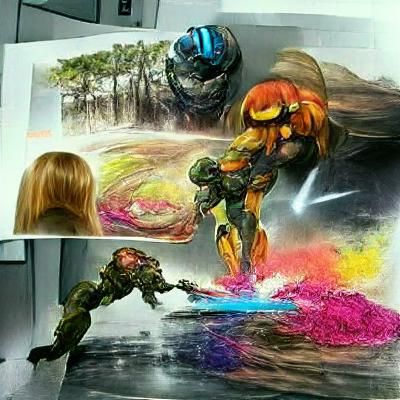 Master Chief vs Samus Aran: Colorful Concept Art