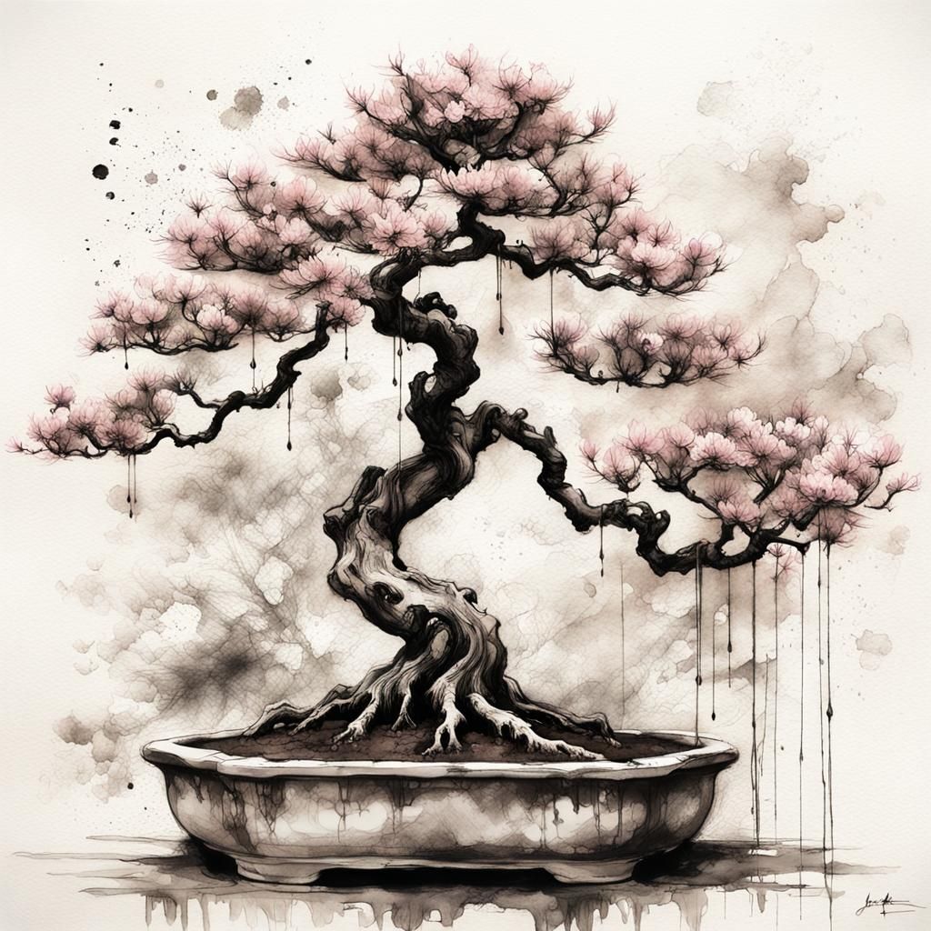 Illustration in olpntng style. Muted colours ink wash of a b...