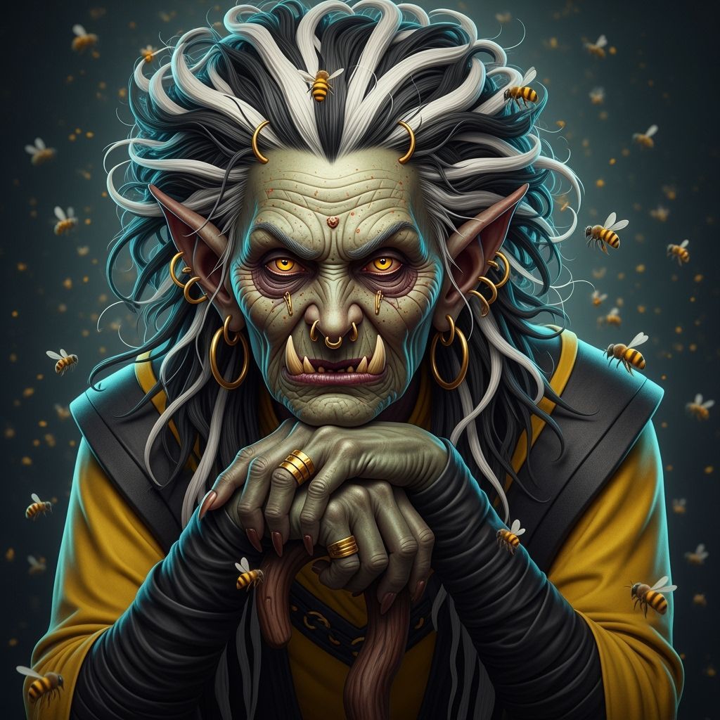 Orc Beekeeper Portrait in Dark Fantasy Style