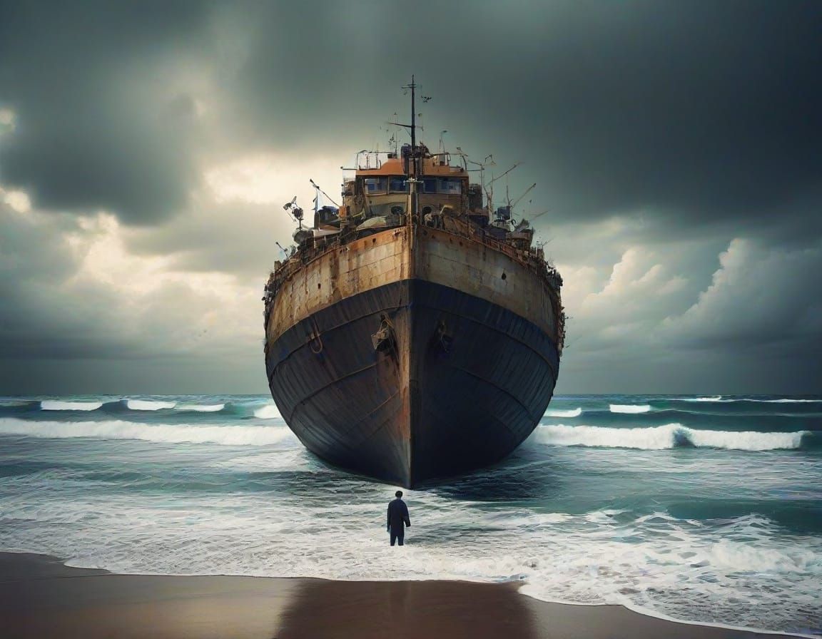 Surreal Shipwreck in Conceptual Photography Style