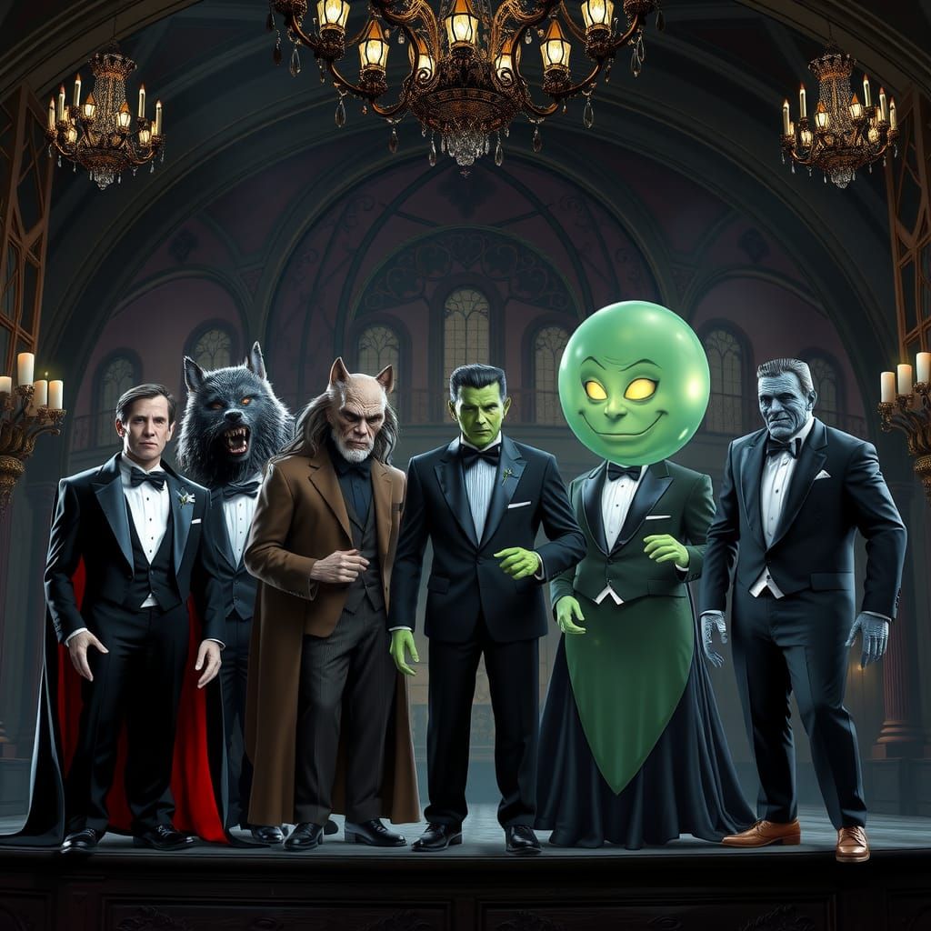 Monsters' Prom Night in Opulent Gothic Hall