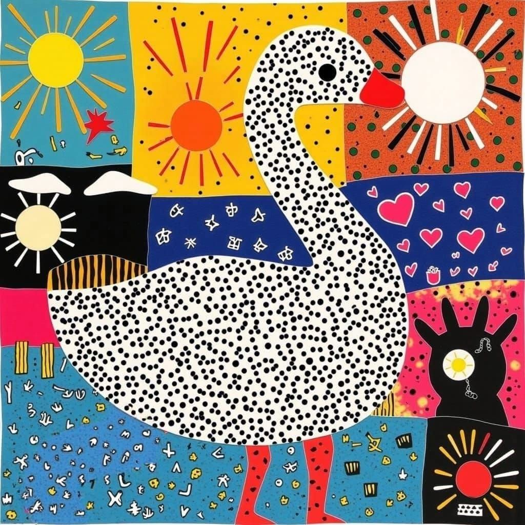 Multicolour Collage Swan Art