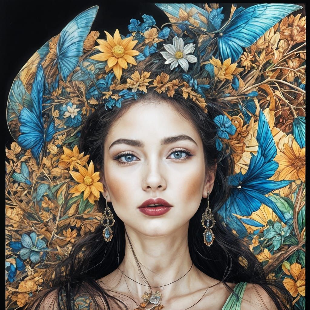 Enchanting Portrait of a Woman with a Butterfly