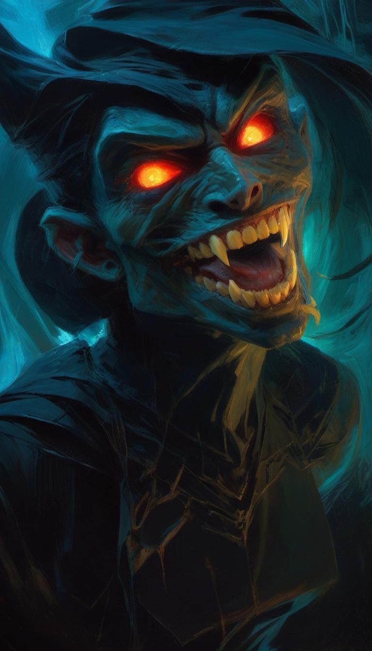 Hyperdetailed Demonic Creature Casting Magic in Oil