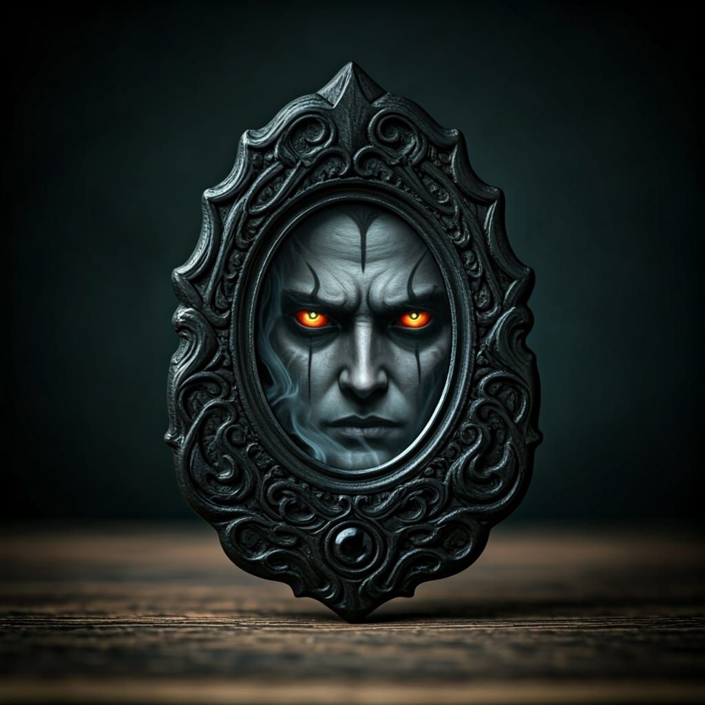Drow Mirror Reflects Piercing Eyes