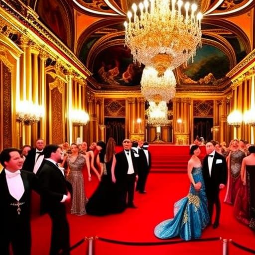 Fantasy Masquerade Ball with Nobles in Rococo Style