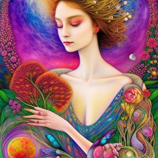 Brain Network in Watercolor with Warped Perspective