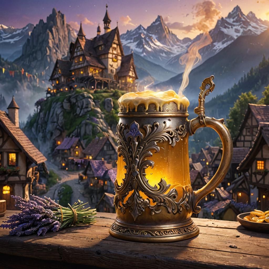 Enchanted Oktoberfest Stein in Mystical Mountain Village