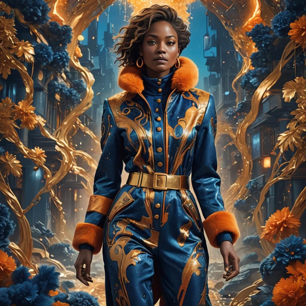 Woman in Multi-Layered Outfit, Fantastical Concept Art