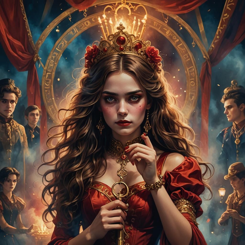 Girl in Red Gown at Night Circus