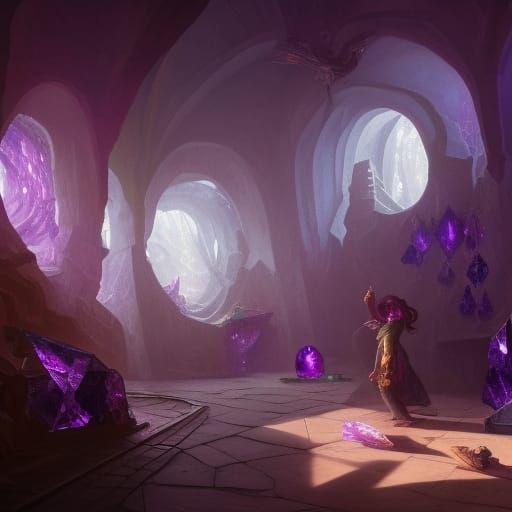 Magical Purple Crystal Shop in Dark Fantasy Style