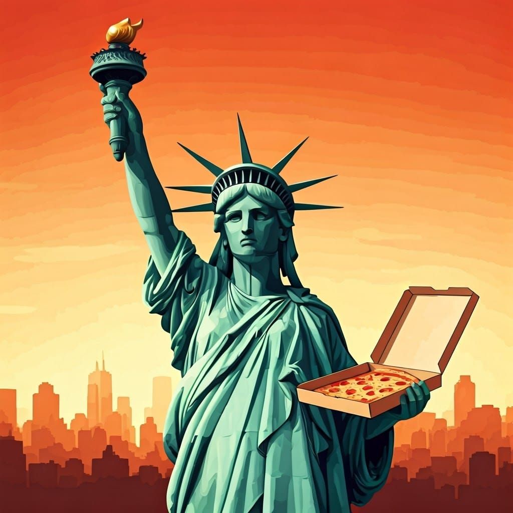 Statue of Liberty Serves Ice Cream and Pizza