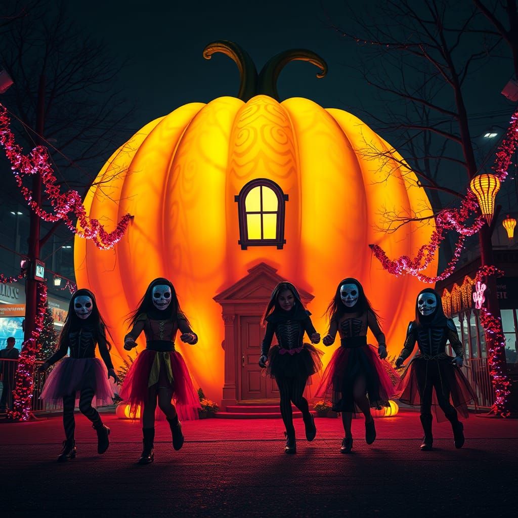 Halloween Night on a Cyberpunk Street