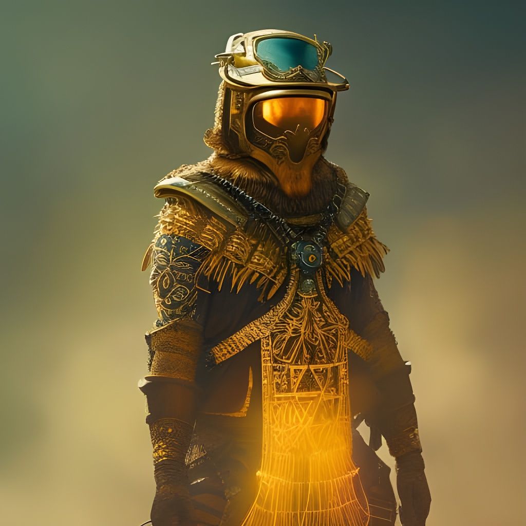 Viking Pirate in Solarpunk Armor in Western Landscape