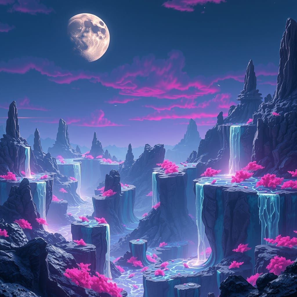 Bioluminescent Alien World with Floating Islands