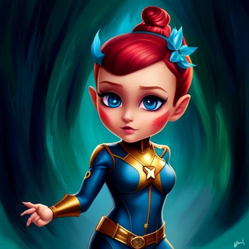 Adorable Chibi Mystique X-Men in Splash Art Style