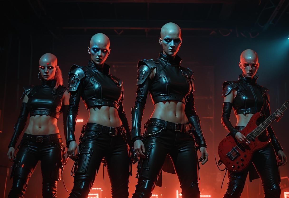 Cyberpunk Death Metal Musicians Unleash Fierce Stage Presenc...