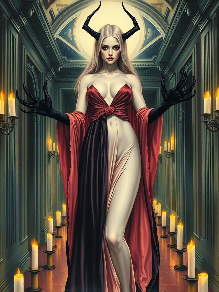 Death Goddess in Dark Mansion, Pin-Up Art