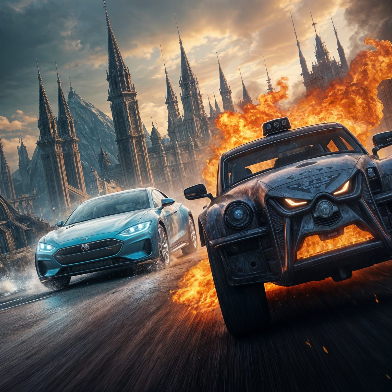 Happy Electric Car vs Angry Gas Car