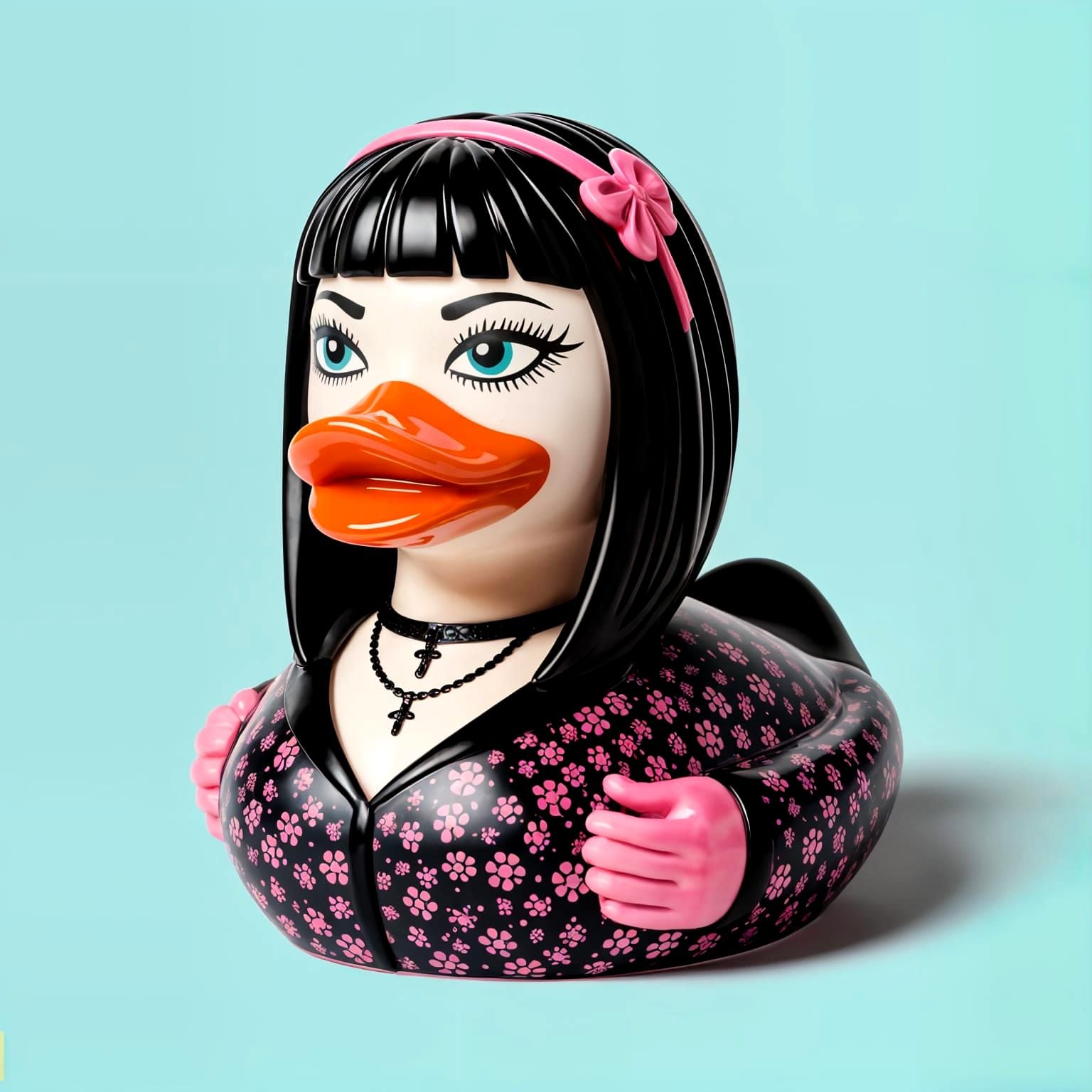 Goth Girl Rubber Duck in Moody Portrait