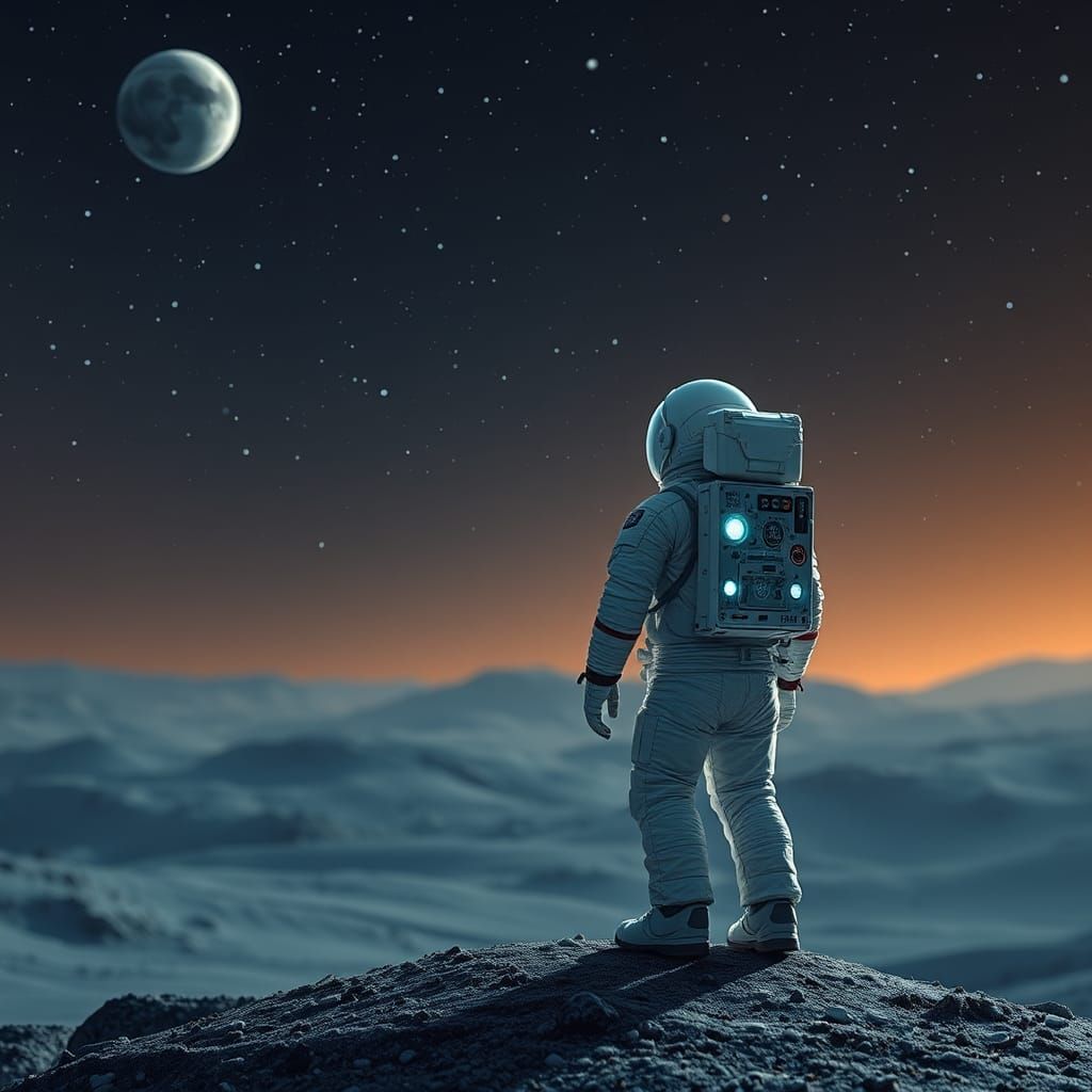 Astronaut on Alien Planet in Surreal Style