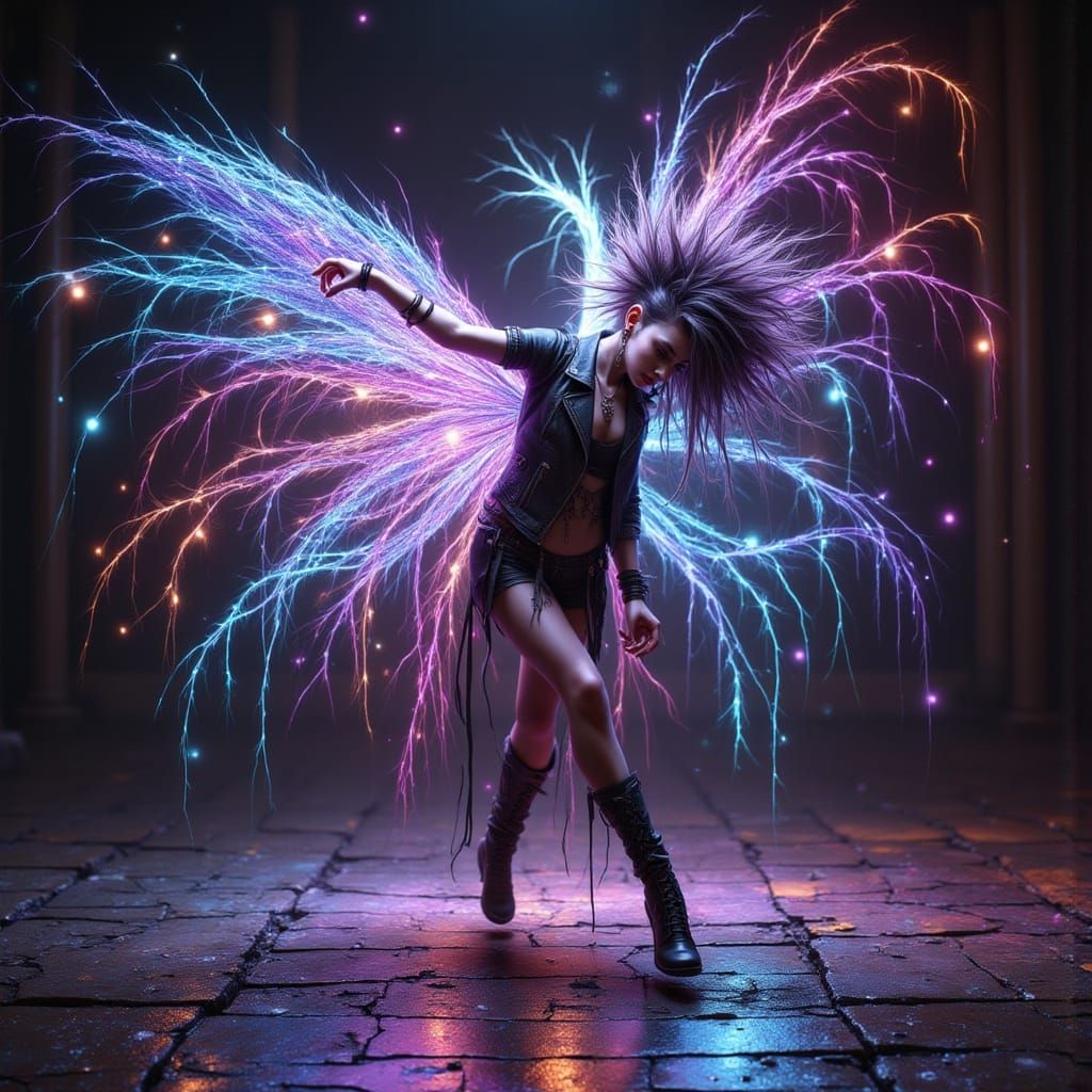 Punky Pixie Dark Angel Breakdancing in a 3D Render