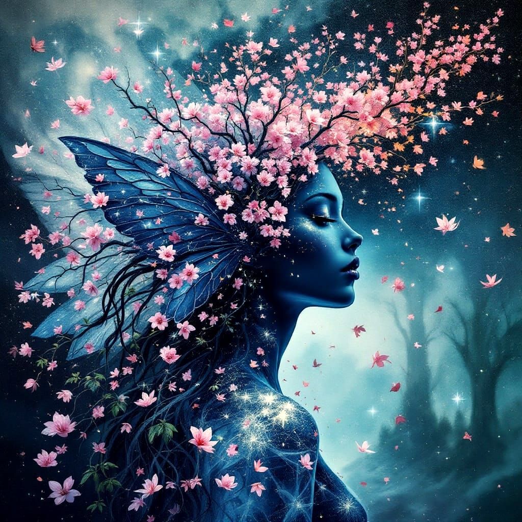 Surreal Fairy Goddess Blends with Enchanted Seasons in Ether...