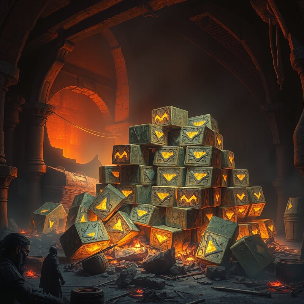 Glowing Mandalorian Ingots in Ancient Foundry