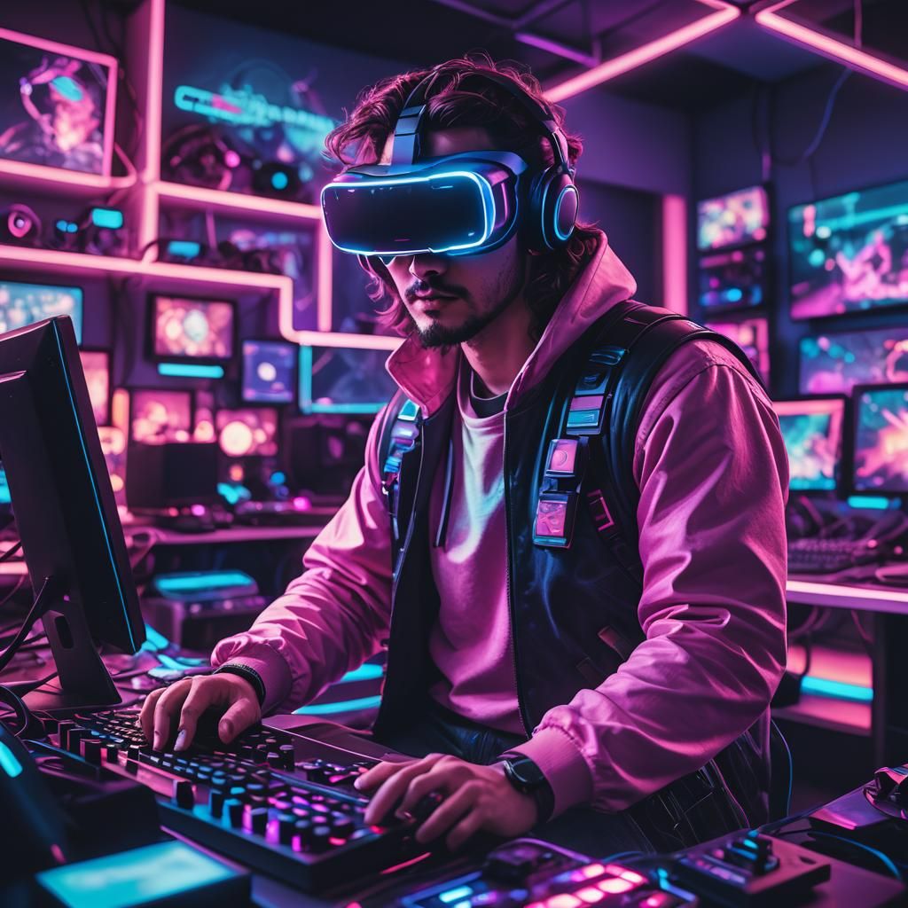 Immersive VR Gaming in a Synthwave Neon World