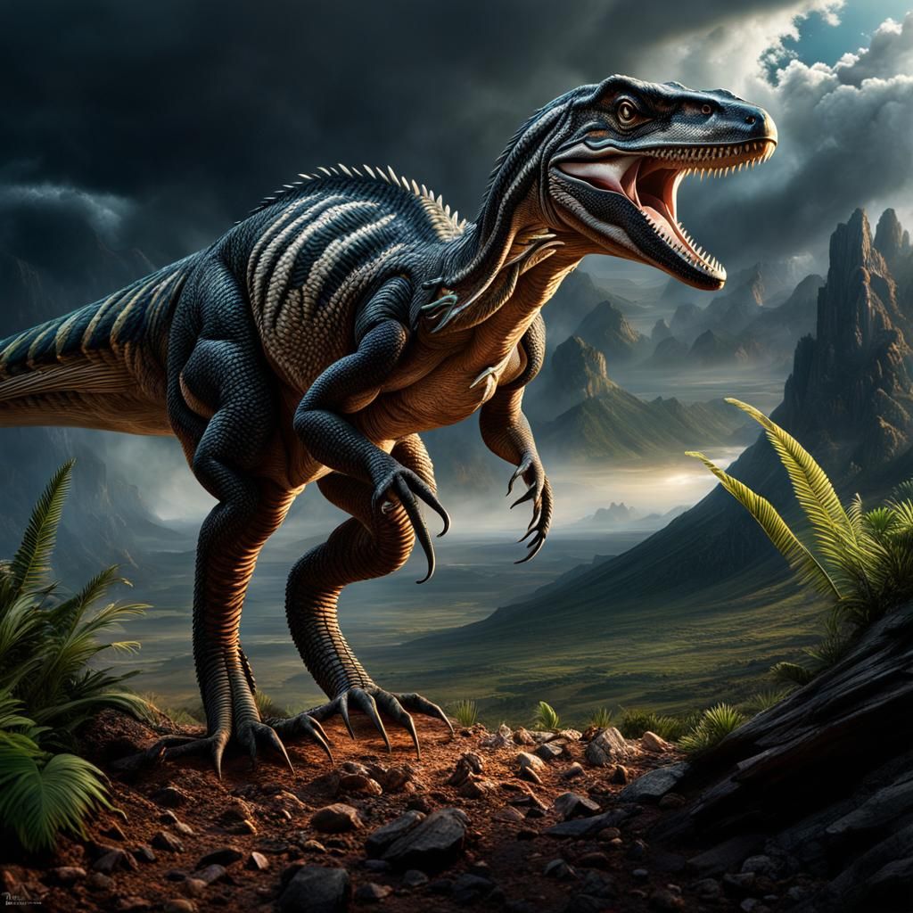 Velociraptor Creates Future Fossil, Digital Matte Painting