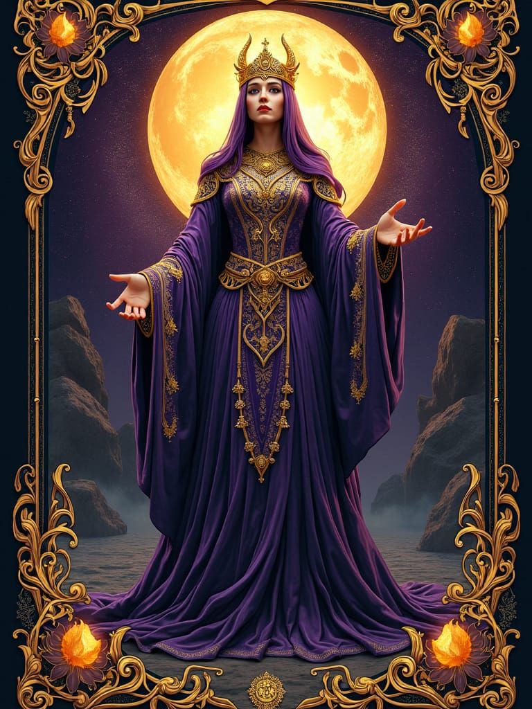 Ornate Tarot Card Back in Art Nouveau Style