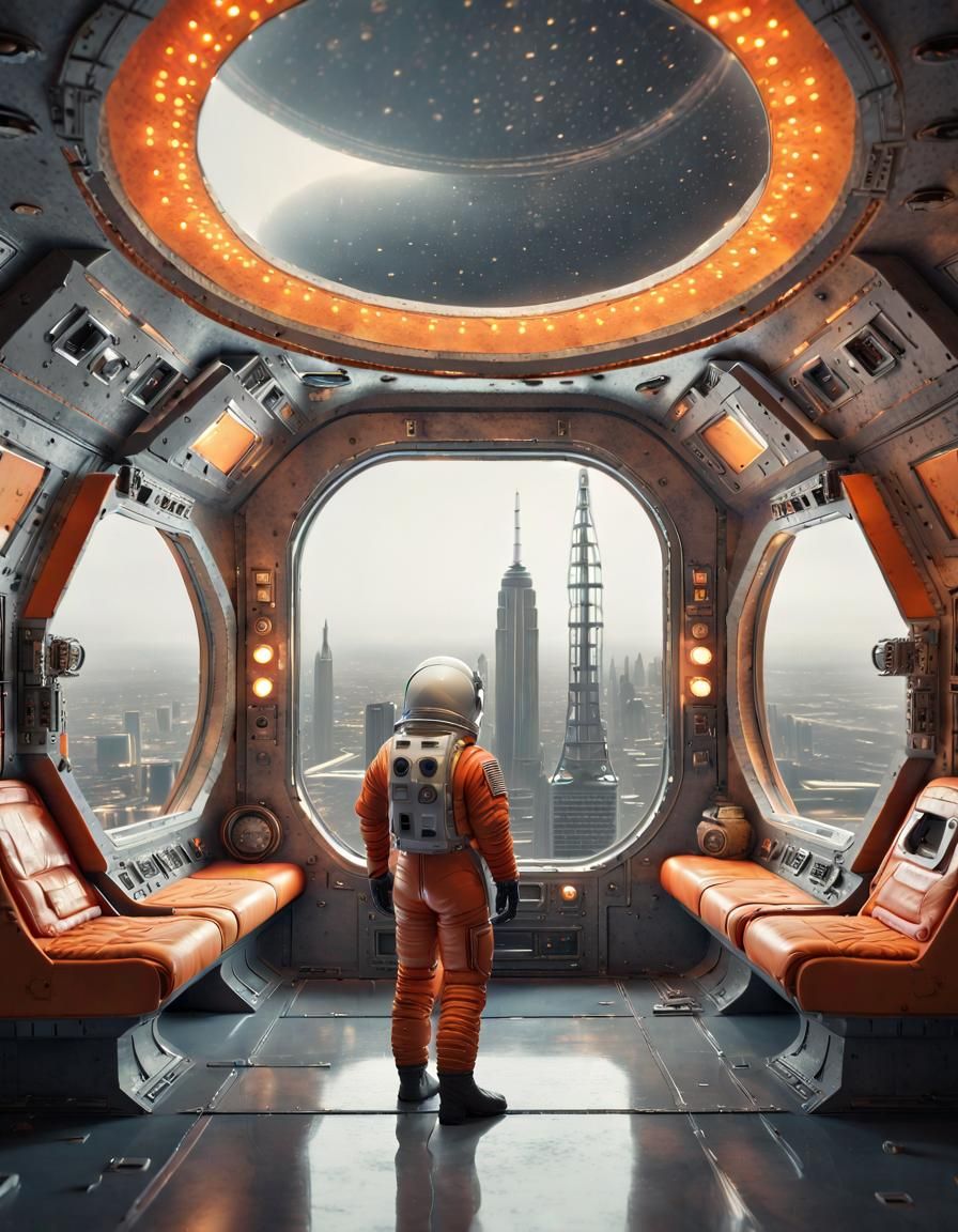Retro Sci-Fi Spacecraft Interior in 3D Diorama